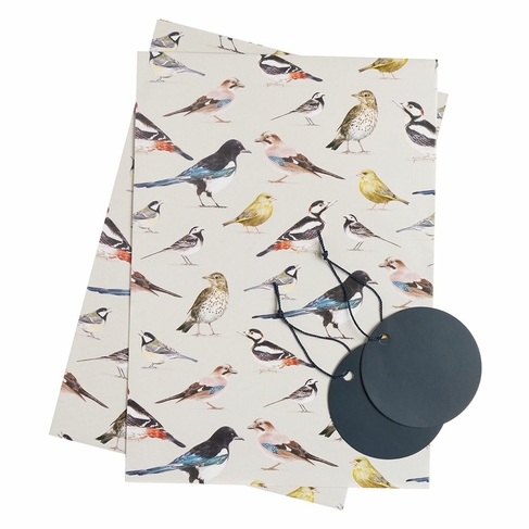 WHSmith Large Bird Print Flat Gift Wrap and Tags