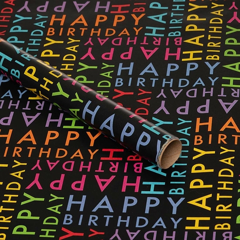WHSmith 3M Bright Happy Birthday Script Gift Wrap