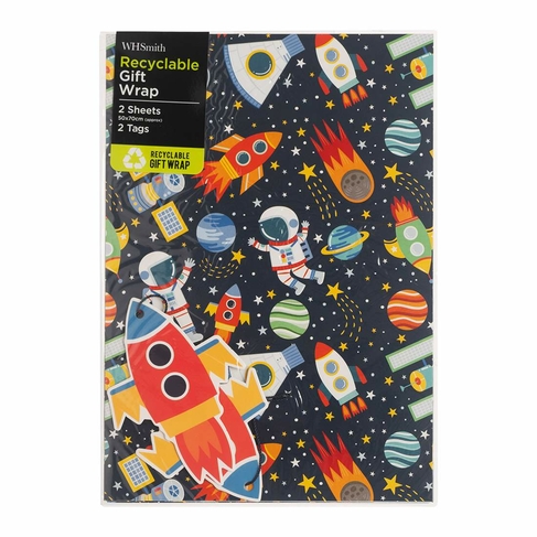 WHSmith Outer Space Flat Gift Wrap and Tags