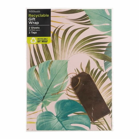 WHSmith Palm Leaf Flat Gift Wrap and Tags
