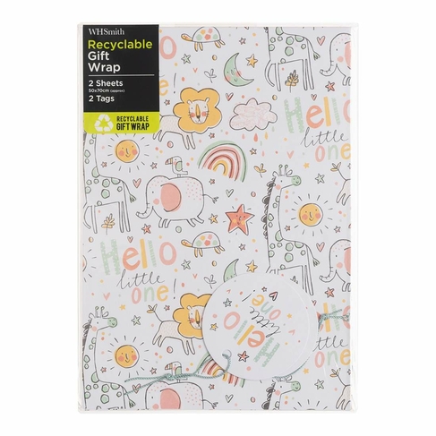 WHSmith Hello Little One Flat Gift Wrap and Tags