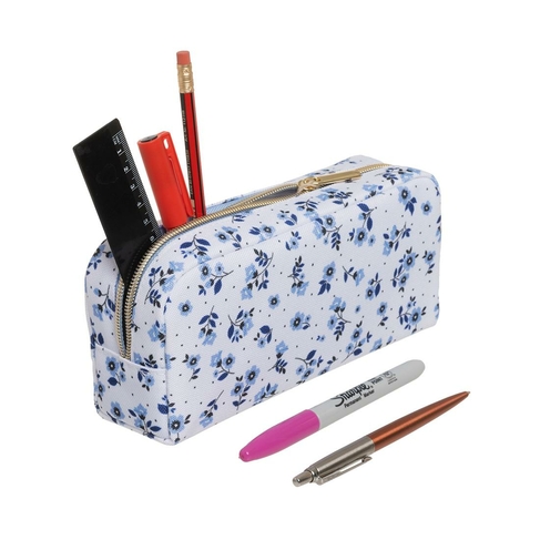 WHSmith Chunky Blue White Florals Pencil Case
