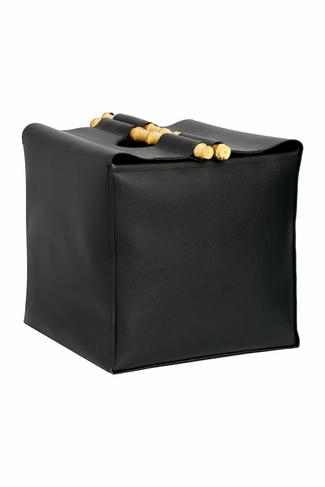 Style Sisters Black PU Leather Storage With Bamboo Handles