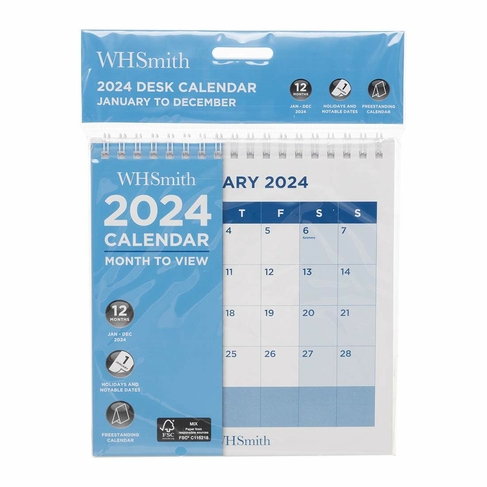 WHSmith 2024 Desk Calendar January To December