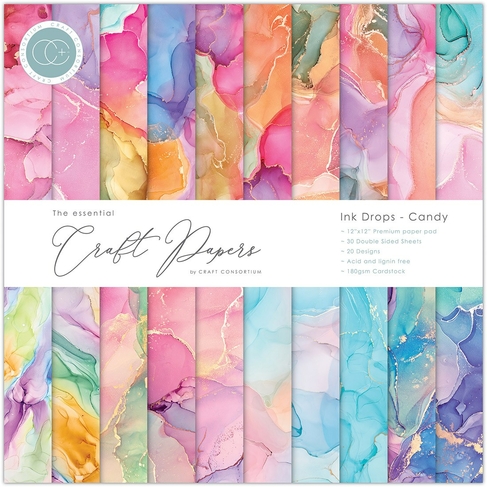 Craft Consortium The Essentials 12x12 Inch Paper Pad Candy Ink Drops