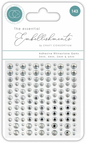 Craft Consortium The Essentials Self Adhesive Rhinestone Gems Clear (Pack of 143)