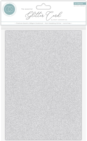 Craft Consortium The Essentials A4 Silver Glitter Card (10 Sheets)