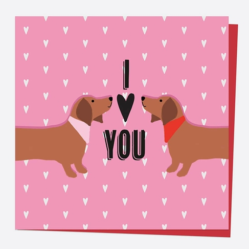 Dotty About Paper Sausage Dogs Valentine's Day Card
