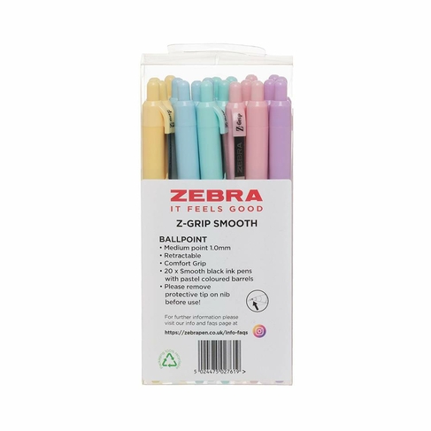 Zebra Z-Grip Smooth Pastel Ballpoint Pens (Pack of 20)