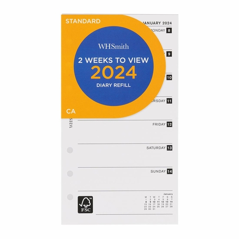 WHSmith 2 Weeks To View 2024 Diary Refill
