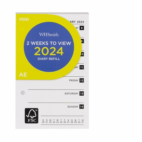 WHSmith Mini 2 Weeks To View 2024 Diary Refill