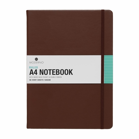 WHSmith Moderno Black A4 Brown Hard Cover Ruled Notebook