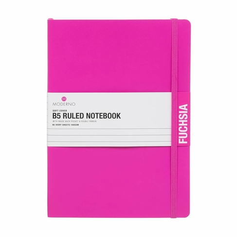 WHSmith Moderno Colour B5 Fuchsia Ruled Softback Notebook