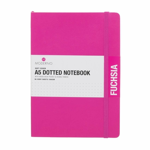 WHSmith Moderno Colour A5 Fuchsia Dotted Softback Notebook