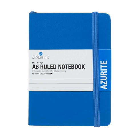 WHSmith Moderno Colour A6 Azurite Ruled Softback Notebook