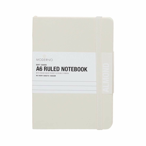 WHSmith Moderno Colour A6 Almond Ruled Softback Notebook