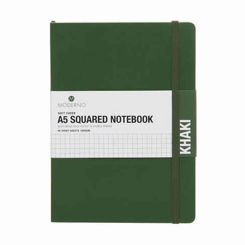 WHSmith Moderno A5 Khaki Squared Notebook