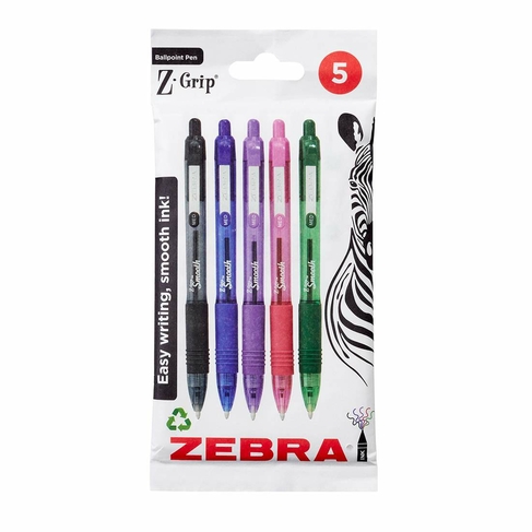 Zebra 5 Zgrip Assorted Smooth Ballpoint Pen