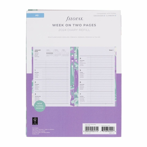 Filofax A5 Week On Two Pages 2024 Diary Refill