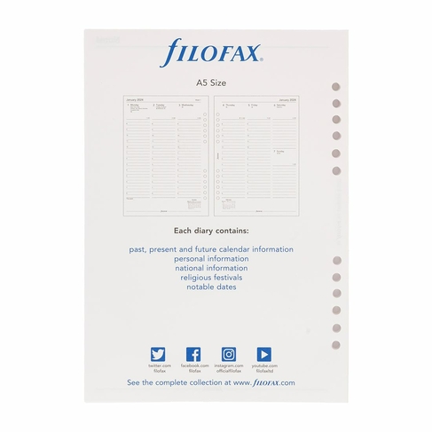 Filofax A5 Multifit Week On Two Pages 2024 Diary Refill