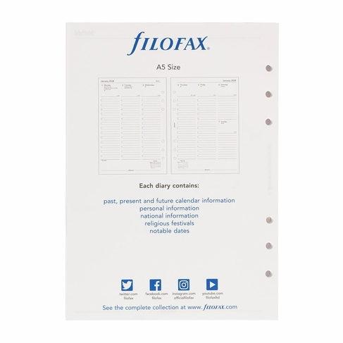 Filofax A5 Week On Two Pages With Appointments Diary Refills 2024