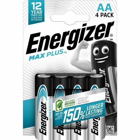 Energizer Max Plus AA Alkaline Batteries 4 Pack