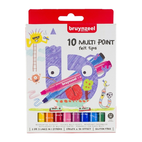 Bruynzeel Multi Point Felt Tip Colouring Pens (Pack of 10)