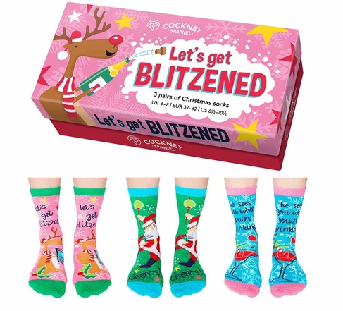 Cockney Spaniel Lets Get Blitzend Ladies Socks Gift Box