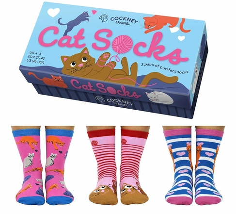 Cockney Spaniel Cat Socks Ladies Socks Gift Box