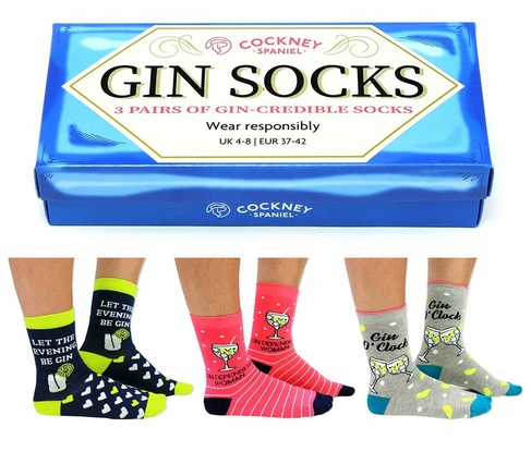 Cockney Spaniel Gin Ladies Socks Gift Box