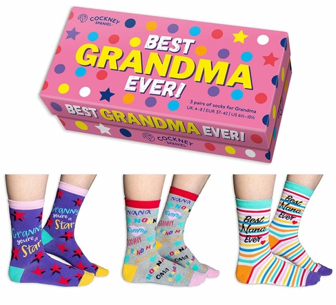 Cockney Spaniel Best Grandma Ever Ladies Socks Gift Box