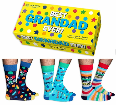 Cockney Spaniel Best Grandad Ever Mens Socks Gift Box