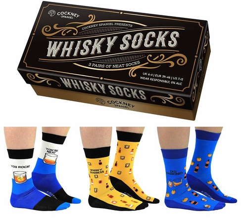 Cockney Spaniel Whisky Mens Socks Gift Box