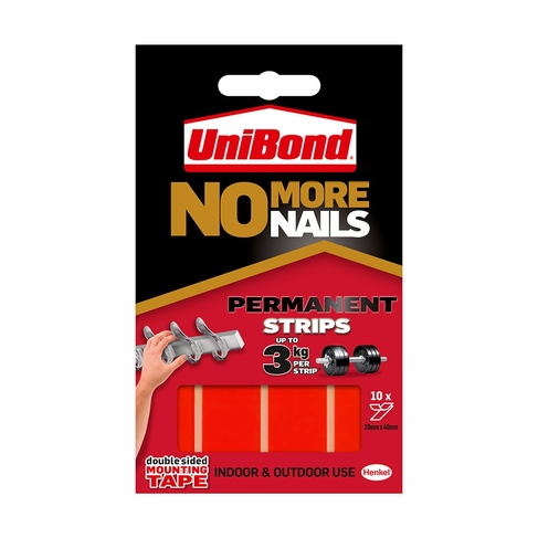 UniBond No More Nails Permanent Double-Sided Mounting Strips (Pack of 10)