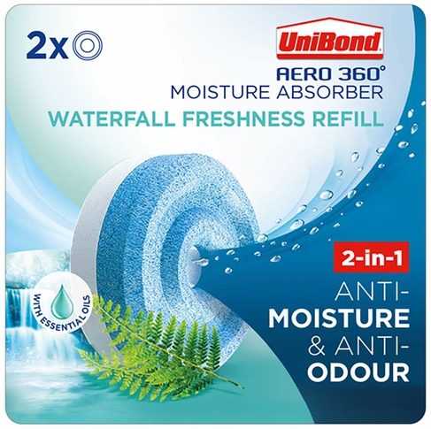 UniBond Aero 360 Moisture Absorber Refills Waterfall Freshness (Pack of 2)