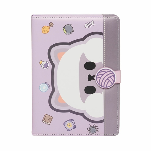 Kenji Purple Cat Button Notebook