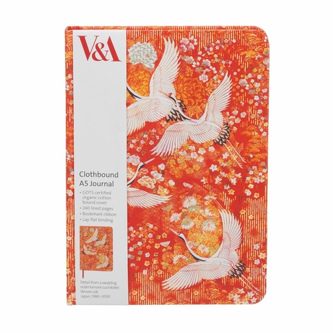 V&A A5 Kimono Cranes Cloth Journal