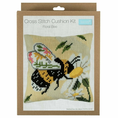 Trimits Printed Cross Stitch Cushion Kit - Floral Bee