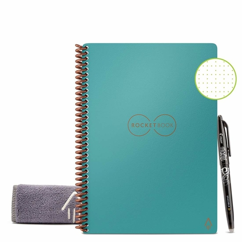 Rocketbook Core A5 (Executive) Dot Grid Digital Notebook with Pen and Wipe Teal