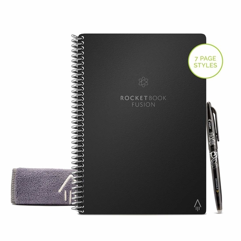 Rocketbook Fusion A5 (Executive) Digital Notebook Planner with Pen and Wipe Black