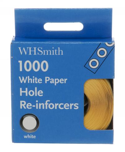 WHSmith White Paper Hole Re-inforcers (Pack of 1000)