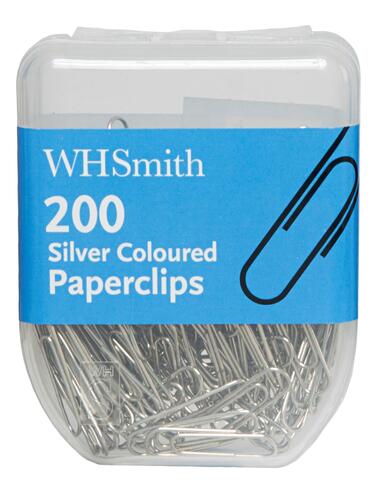 WHSmith Silver Coloured Paperclips (Pack of 200)