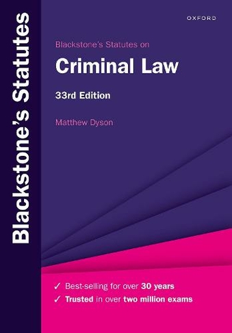 Blackstone's Statutes on Criminal Law: (Blackstone's Statute Series 33rd Revised edition)