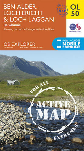Ben Alder, Loch Ericht & Loch Laggan, Dalwhinnie: (OS Explorer Map Active OL 50 May 2015 ed)
