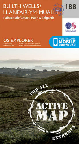 Builth Wells, Painscastle and Talgarth: (OS Explorer Active Map 188 September 2015 ed)
