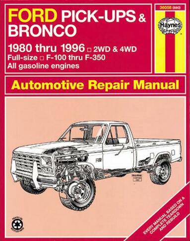 Ford pick-ups F-100-F-350 & Bronco (1980-1996) & F-250HD & F-350 (1997) Haynes Repair Manual (USA)