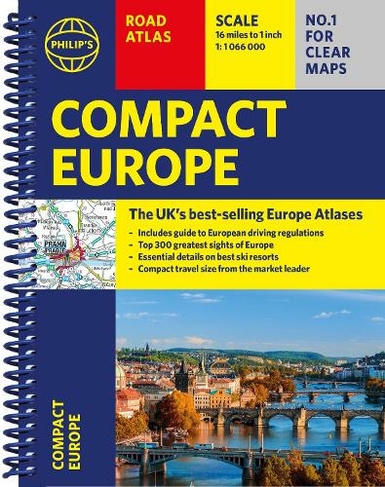 Philip's Compact Atlas Europe: A5 Spiral binding (Philip's Road Atlases)