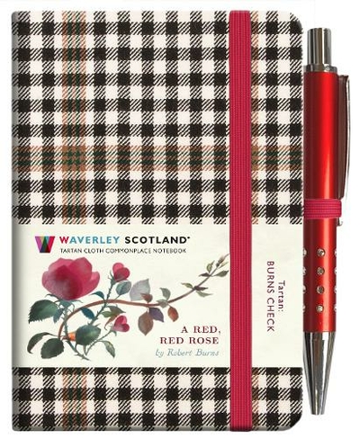A Red, Red Rose Tartan Notebook (mini with pen) (Burns check tartan): (Waverley Scotland Tartan Cloth Commonplace Notebook 79)
