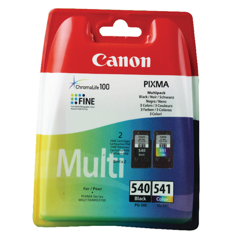 Canon 540 541 Multipack Black/Colour Inkjet Cartridge 8 ml (Pack of 2)