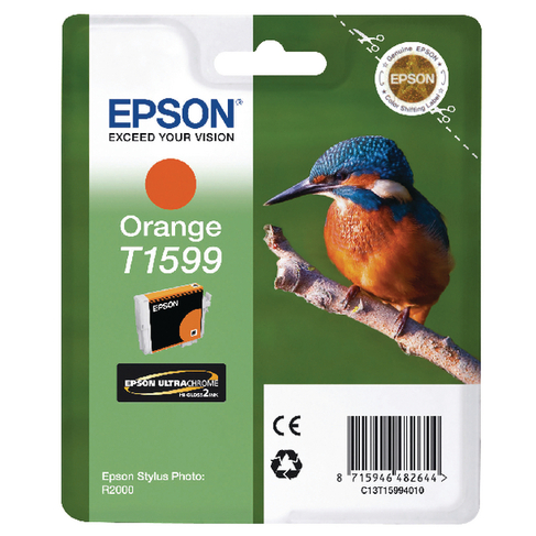 Epson T1599 Ink Cartridge Ultra Chrome 2 Kingfisher Orange C13T15994010
